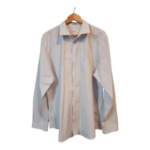 Calvin Klein Blue and White Dress Shirt Classic Professional Design